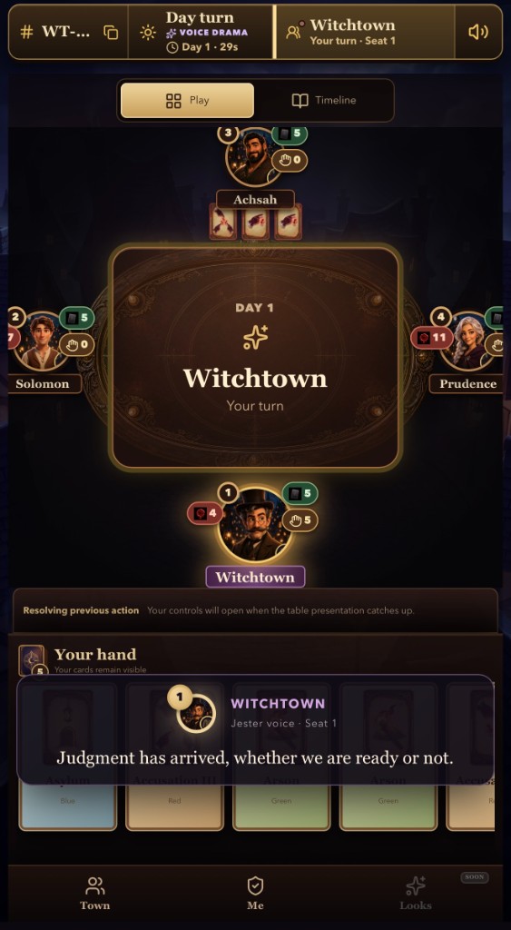 Jester voice announces judgment on Day 1