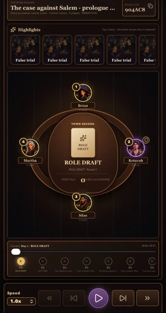 Replay Theater timeline with highlights and playback controls